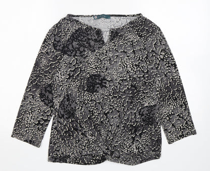 Amber  Womens Multicoloured Animal Print Polyester Basic Blouse Size 14 Round Neck