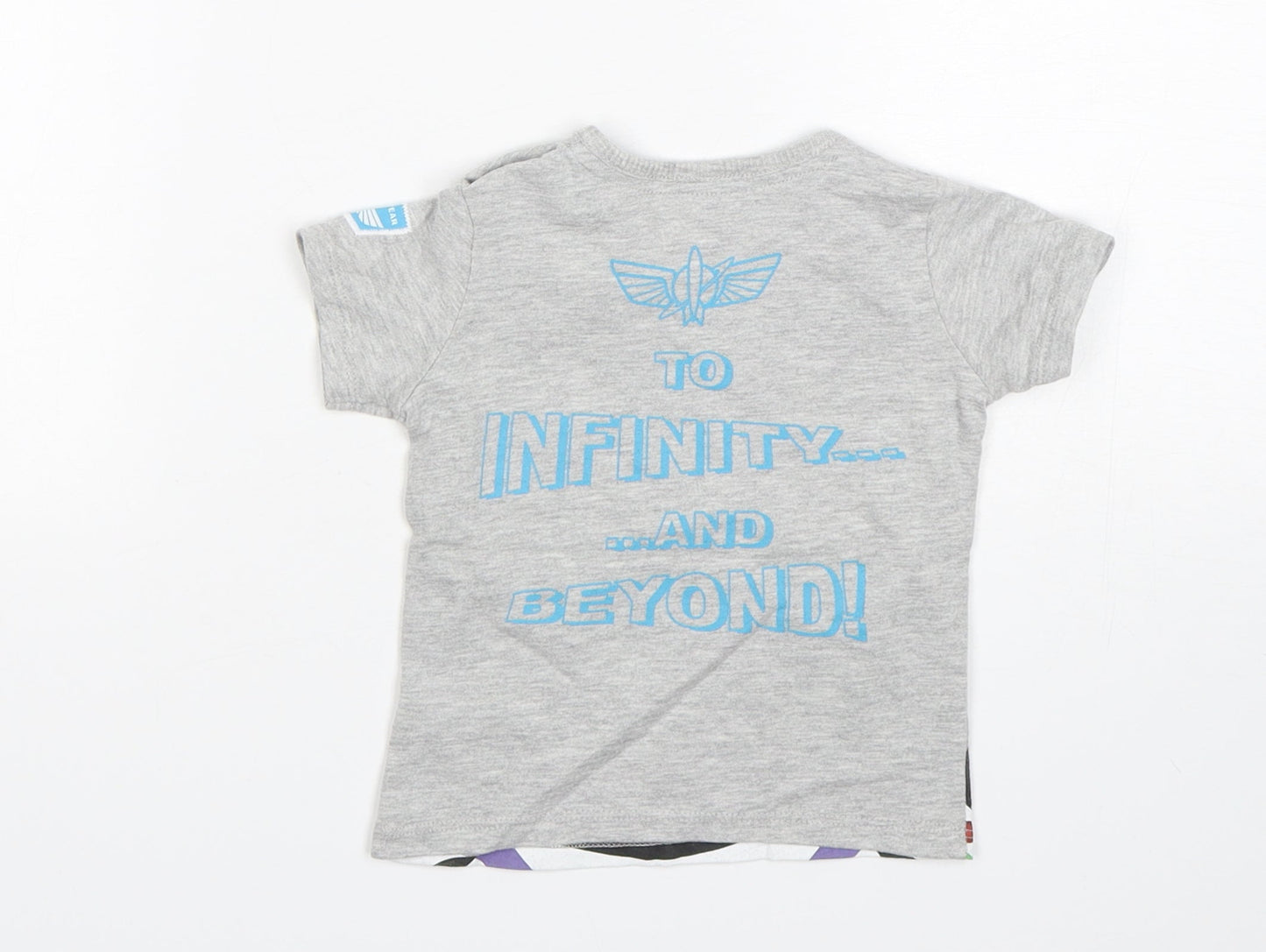 George Boys Grey  Cotton Basic T-Shirt Size 6-9 Months Round Neck  - Buzz Lightyear