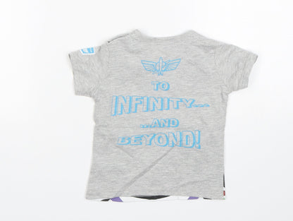 George Boys Grey  Cotton Basic T-Shirt Size 6-9 Months Round Neck  - Buzz Lightyear