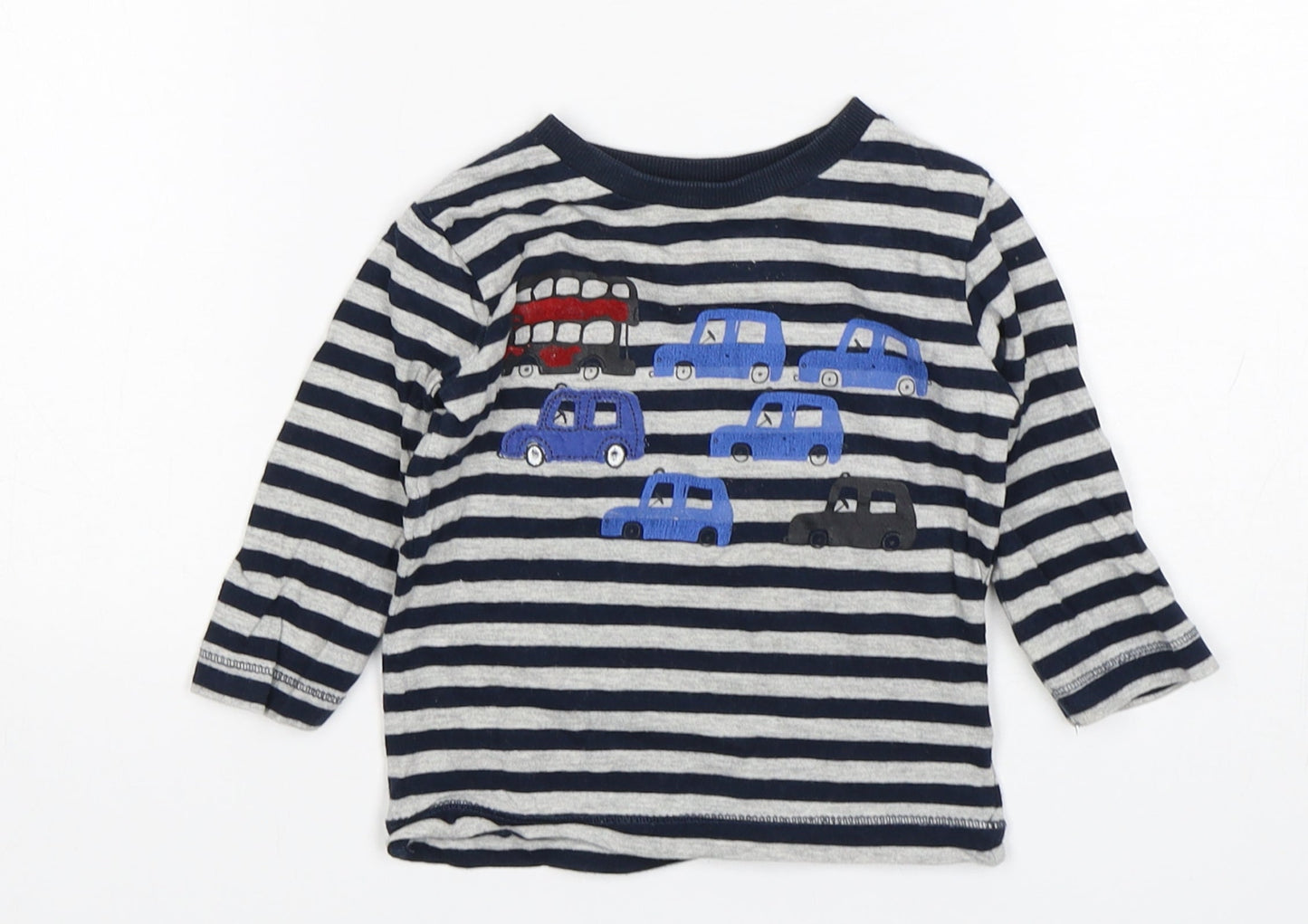 NEXT Boys Multicoloured Striped Cotton Basic T-Shirt Size 6-9 Months Round Neck