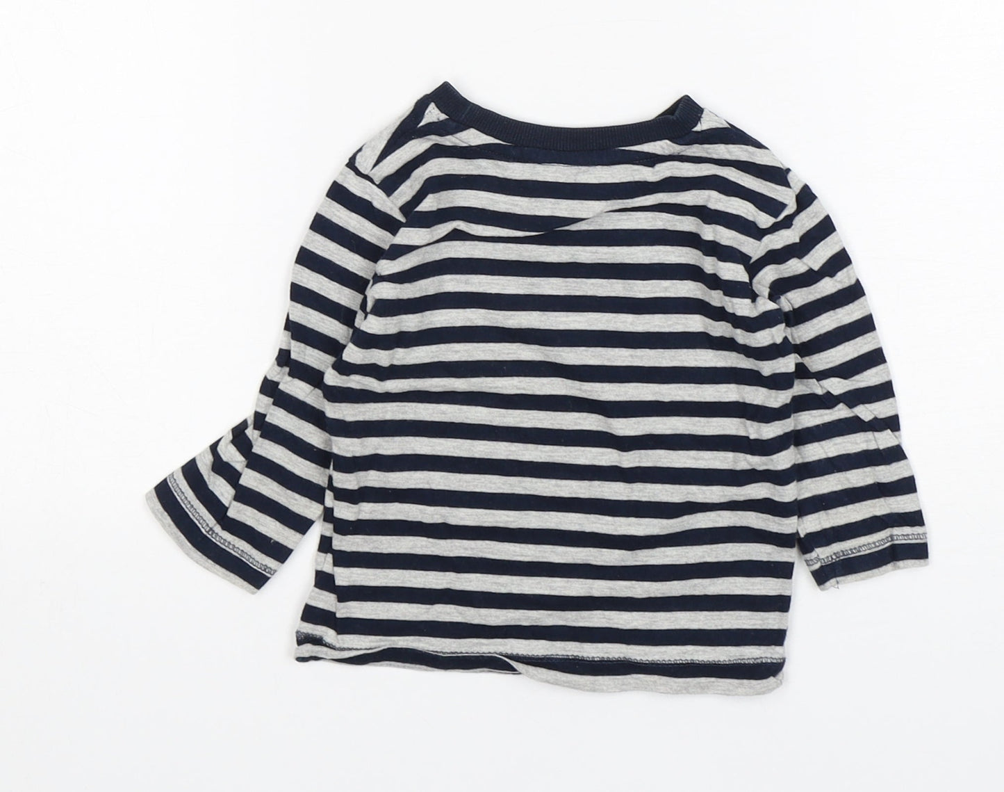 NEXT Boys Multicoloured Striped Cotton Basic T-Shirt Size 6-9 Months Round Neck