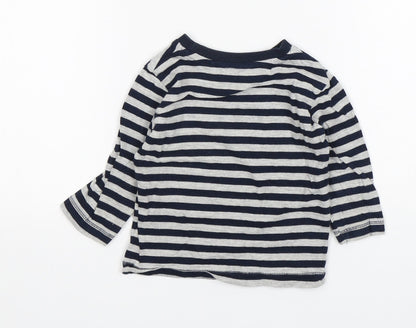 NEXT Boys Multicoloured Striped Cotton Basic T-Shirt Size 6-9 Months Round Neck