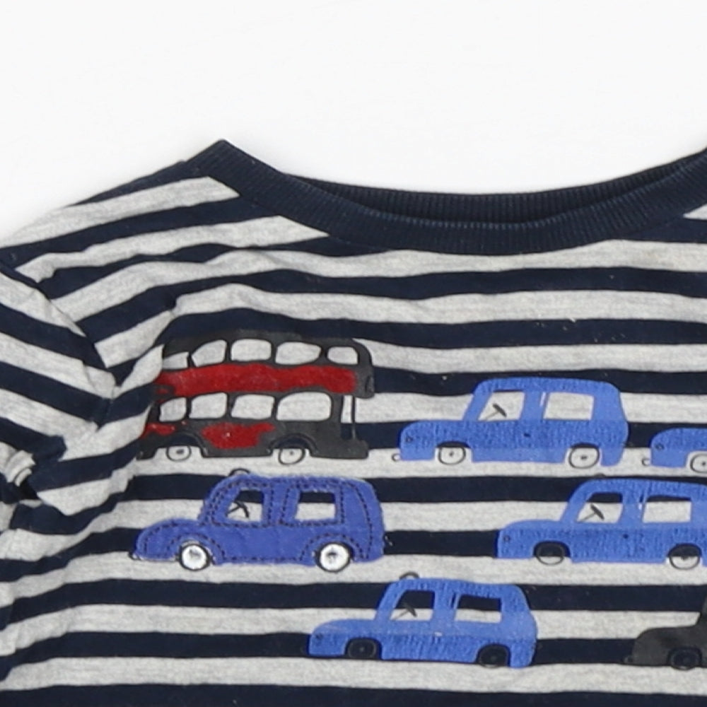 NEXT Boys Multicoloured Striped Cotton Basic T-Shirt Size 6-9 Months Round Neck