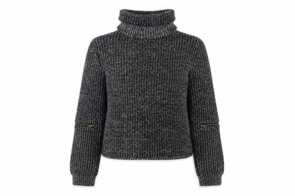 Front view of TALLY WEiJL women’s grey roll neck acrylic jumper, size L
