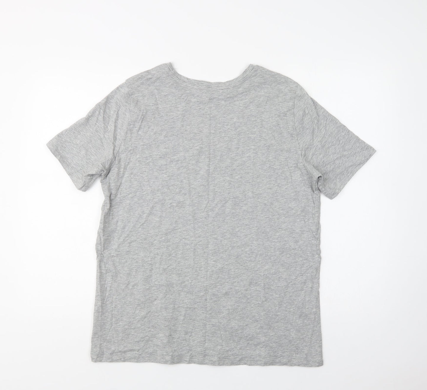 M&S Womens Grey  Cotton Basic T-Shirt Size 14 Crew Neck - Love