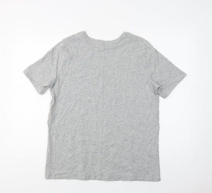 M&S Womens Grey  Cotton Basic T-Shirt Size 14 Crew Neck - Love