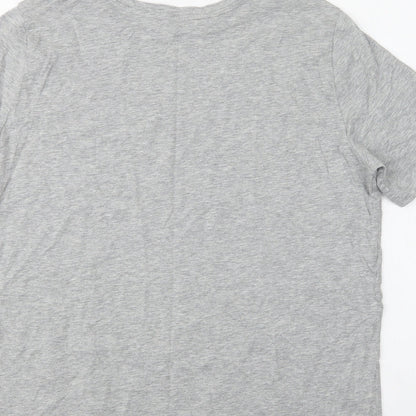 M&S Womens Grey  Cotton Basic T-Shirt Size 14 Crew Neck - Love
