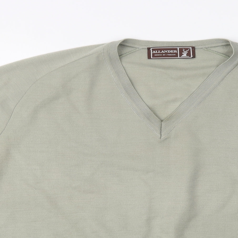 House of Fraser Mens Green V-Neck  Acrylic Pullover Jumper Size L