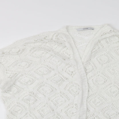George Womens White V-Neck  Cotton Cardigan Jumper Size 14