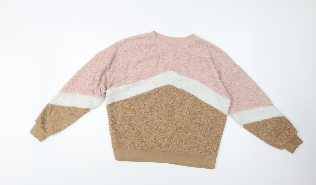 Additional front view of New Look women’s multicoloured geometric polyester pullover sweatshirt, size UK 8