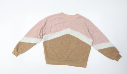 Additional front view of New Look women’s multicoloured geometric polyester pullover sweatshirt, size UK 8