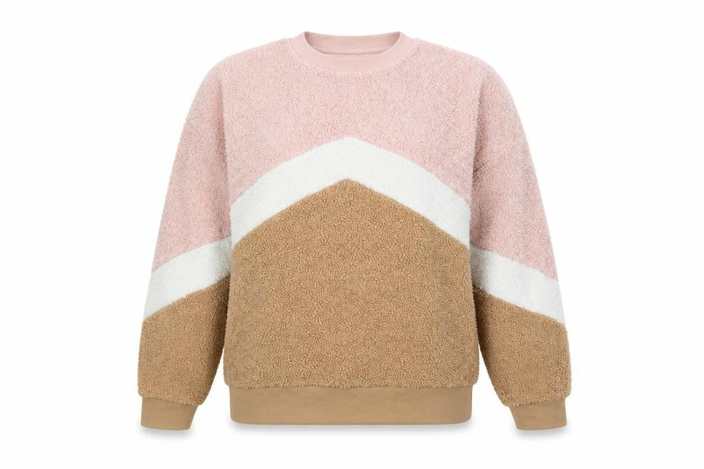 Front view of New Look women’s multicoloured geometric polyester pullover sweatshirt, size UK 8