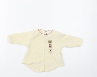 Mothercare Baby Beige  Polyester Pullover Jumper Size 0-3 Months  Button