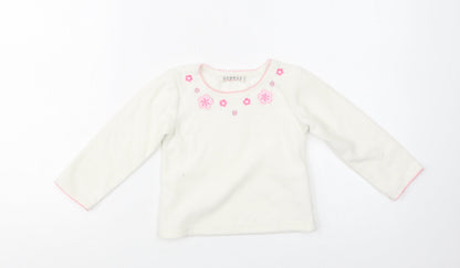 George Baby White Floral Polyester Pullover Jumper Size 18-24 Months