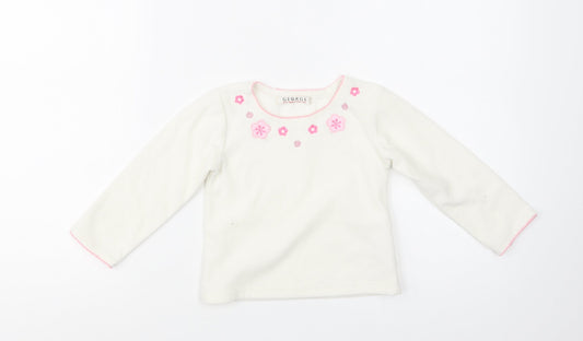 George Baby White Floral Polyester Pullover Jumper Size 18-24 Months