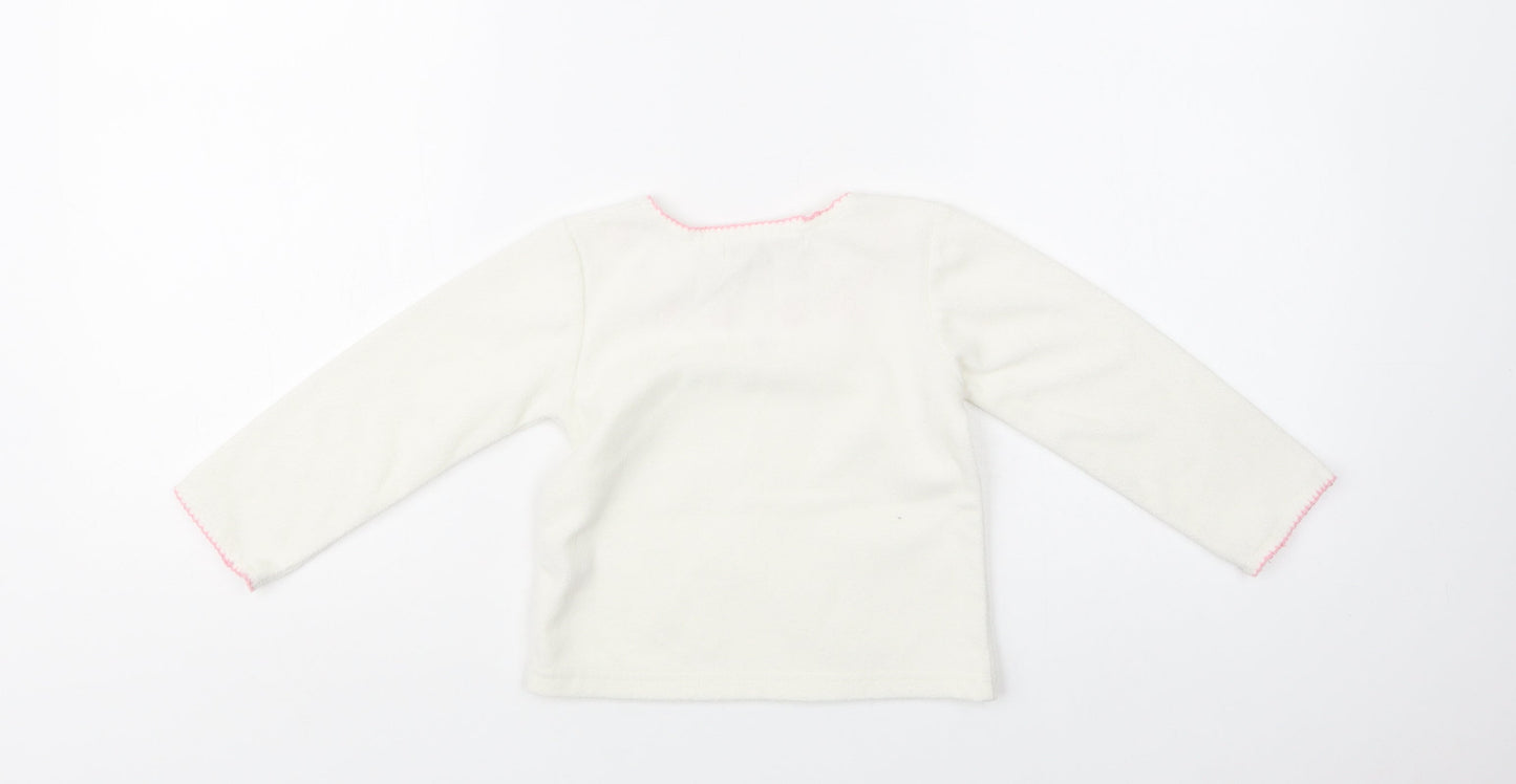 George Baby White Floral Polyester Pullover Jumper Size 18-24 Months