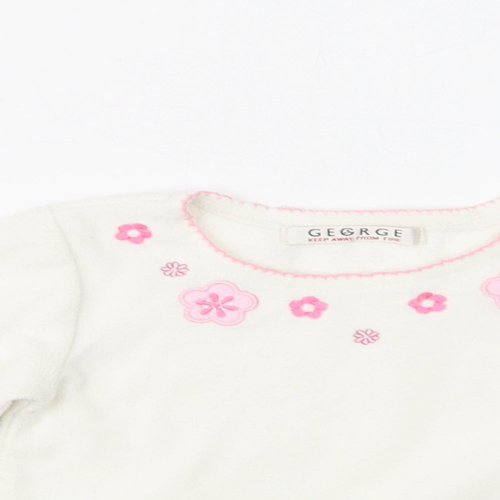 George Baby White Floral Polyester Pullover Jumper Size 18-24 Months