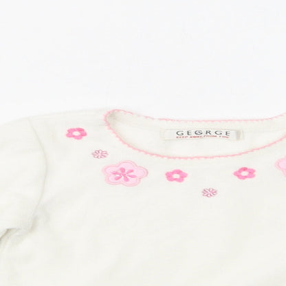 George Baby White Floral Polyester Pullover Jumper Size 18-24 Months
