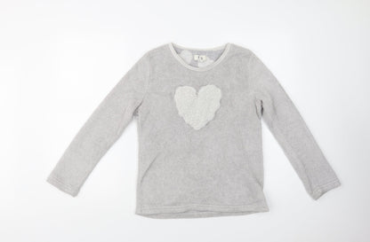 Front view of Primark women’s grey polyester top pyjama top, size UK 10, - heart