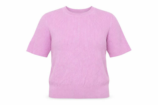 Front view of Marks & Spencer women’s purple crew neck viscose jumper, size UK 14