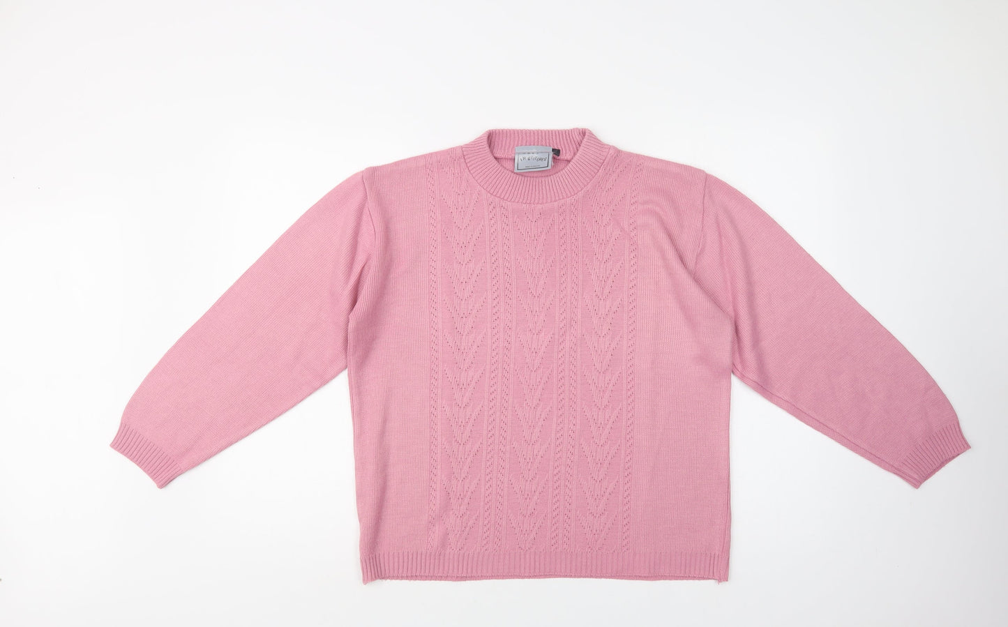 In Stitches  Womens Pink Crew Neck  Acrylic Pullover Jumper Size L