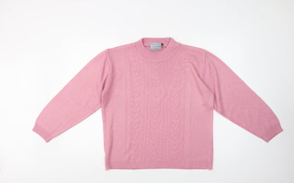 In Stitches  Womens Pink Crew Neck  Acrylic Pullover Jumper Size L