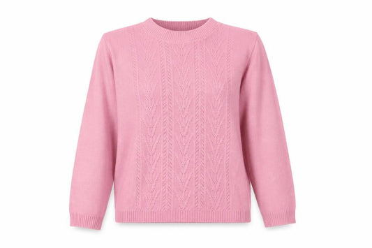 In Stitches  Womens Pink Crew Neck  Acrylic Pullover Jumper Size L