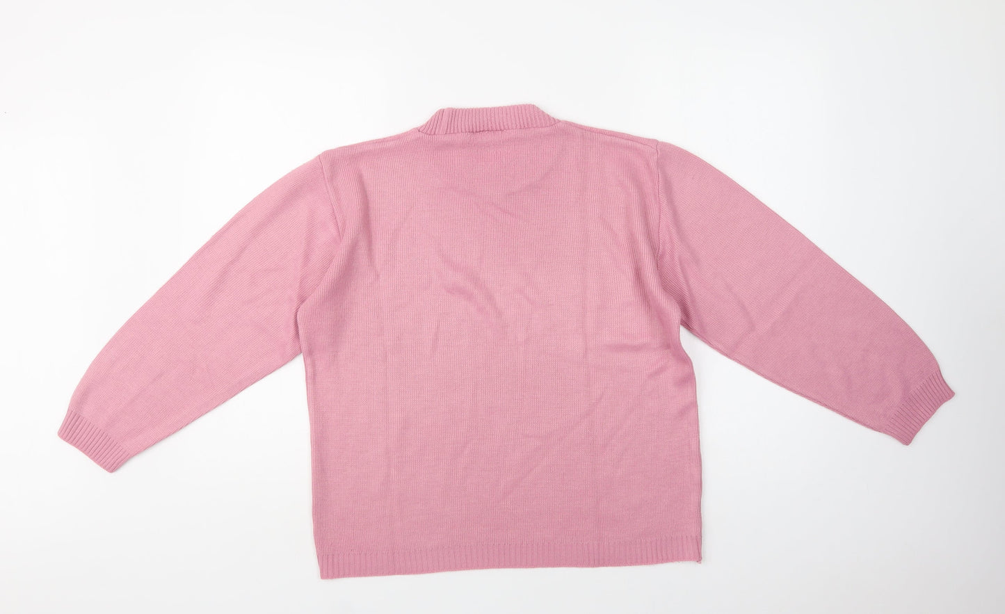 In Stitches  Womens Pink Crew Neck  Acrylic Pullover Jumper Size L