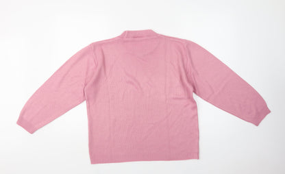 In Stitches  Womens Pink Crew Neck  Acrylic Pullover Jumper Size L