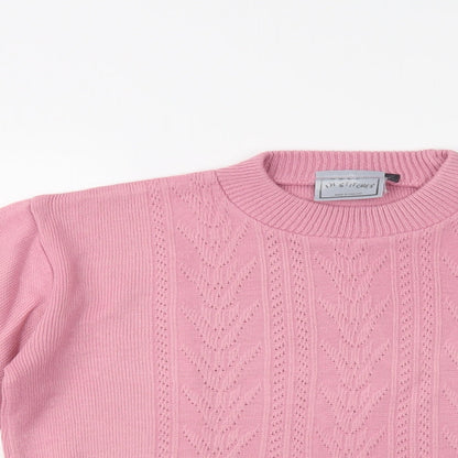 In Stitches  Womens Pink Crew Neck  Acrylic Pullover Jumper Size L