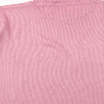 In Stitches  Womens Pink Crew Neck  Acrylic Pullover Jumper Size L