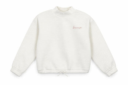 Front view of Primark girls’ white polyester pullover sweatshirt, size 9-10, years