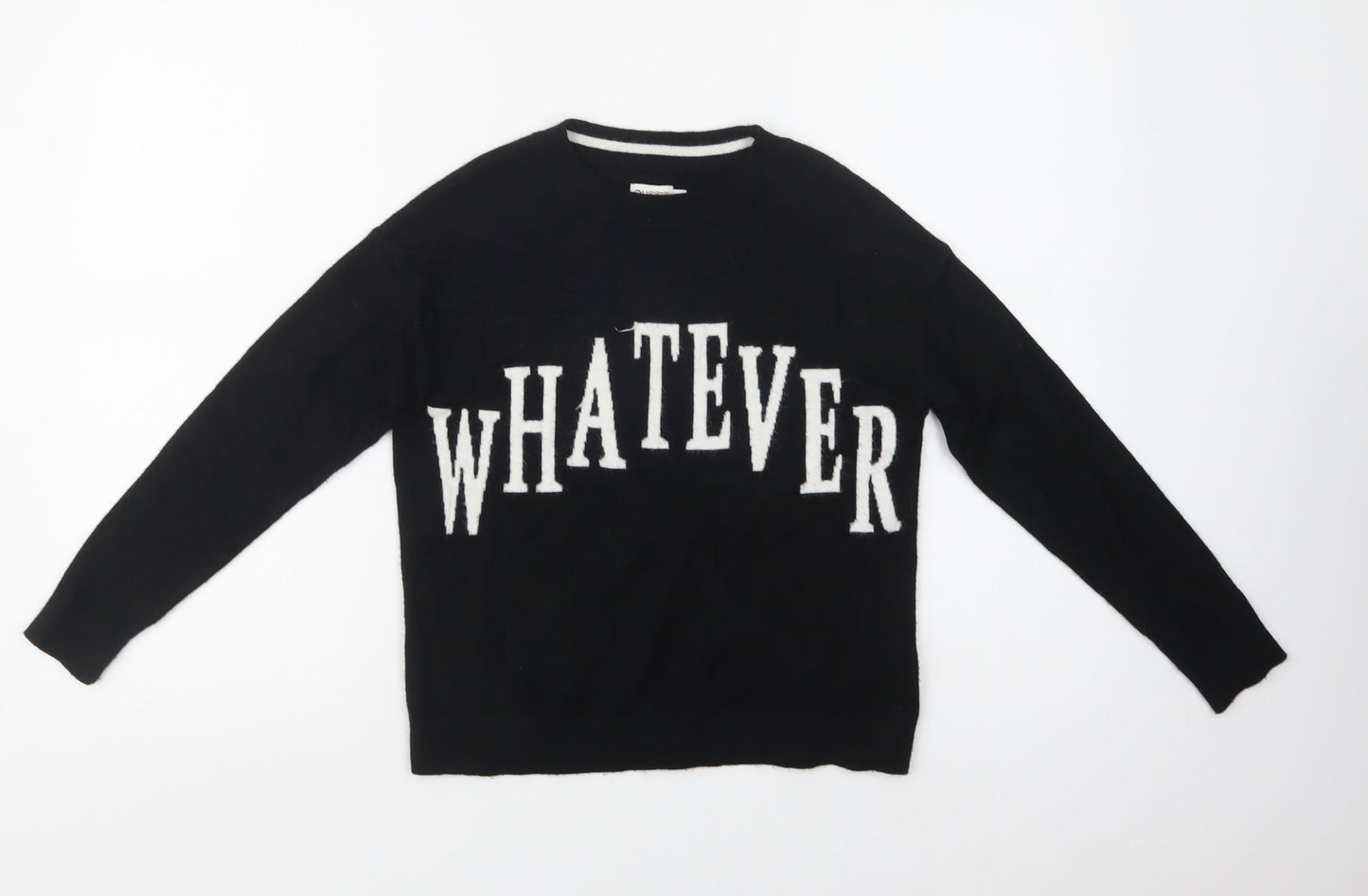 Outfit Girls Black Crew Neck  Viscose Pullover Jumper Size 9 Years