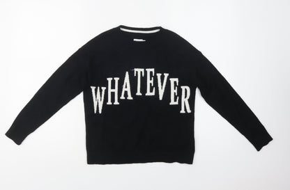 Outfit Girls Black Crew Neck  Viscose Pullover Jumper Size 9 Years
