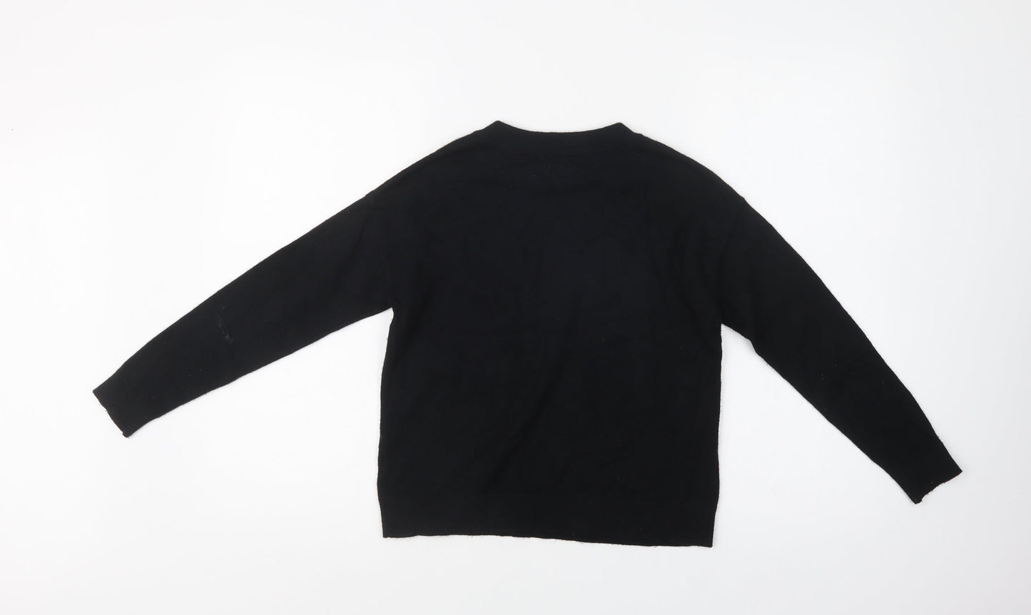 Outfit Girls Black Crew Neck  Viscose Pullover Jumper Size 9 Years