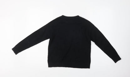 Outfit Girls Black Crew Neck  Viscose Pullover Jumper Size 9 Years