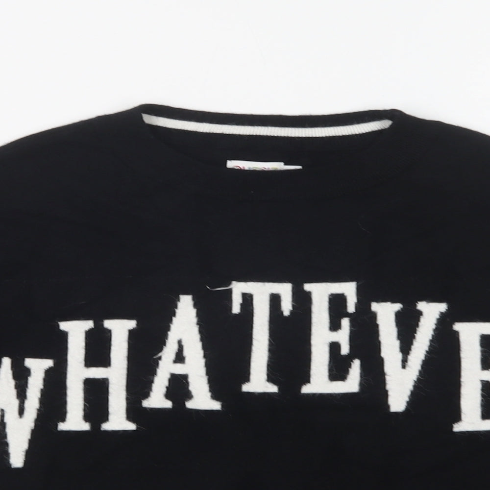 Outfit Girls Black Crew Neck  Viscose Pullover Jumper Size 9 Years