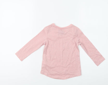 F&F Baby Pink Striped Cotton Basic Blouse Size 12 Months Crew Neck
