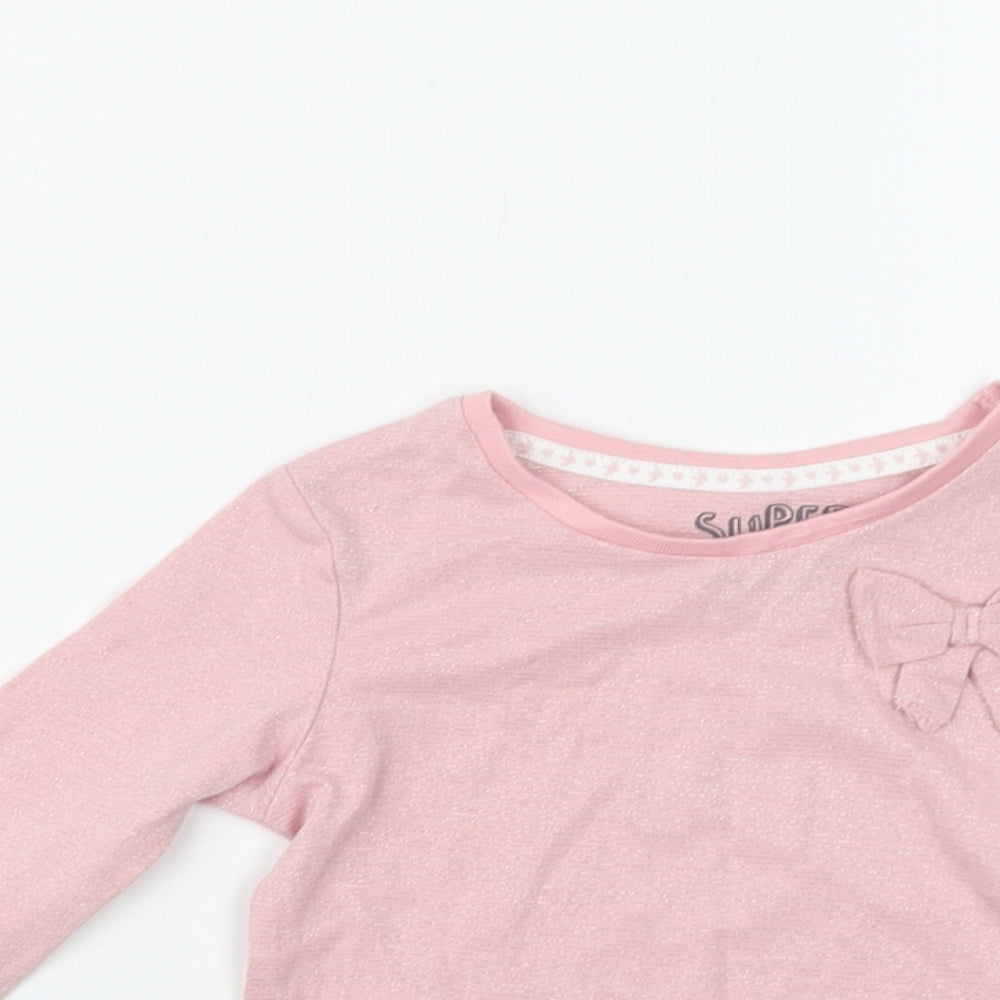 F&F Baby Pink Striped Cotton Basic Blouse Size 12 Months Crew Neck