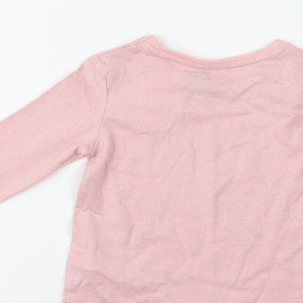 F&F Baby Pink Striped Cotton Basic Blouse Size 12 Months Crew Neck