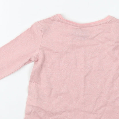F&F Baby Pink Striped Cotton Basic Blouse Size 12 Months Crew Neck