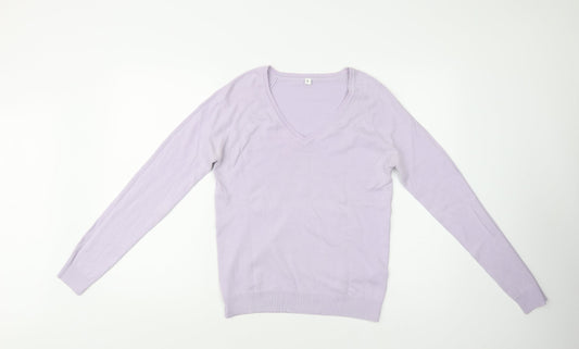 Womens UK Size L Preworn Purple Pullover Jumper
