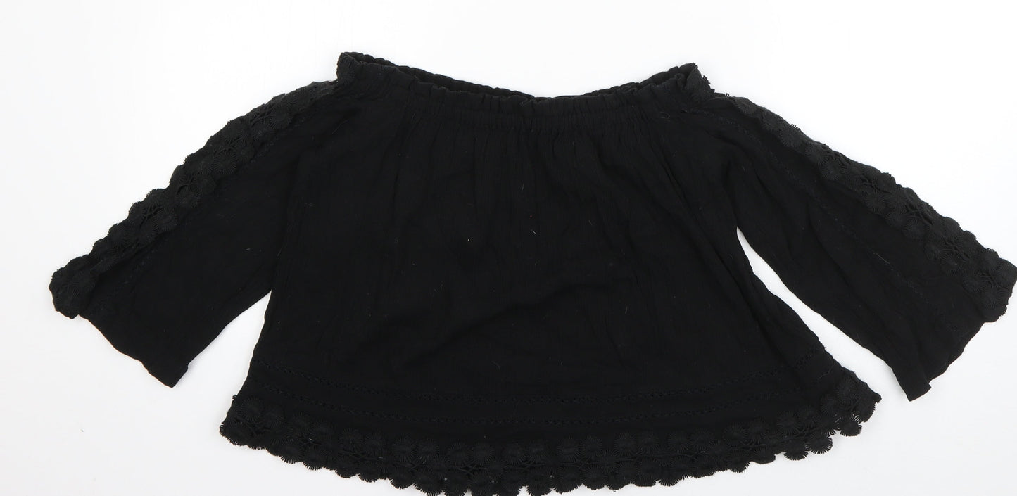 Womens UK Size 8 Topshop Black Basic Blouse