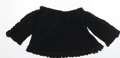 Womens UK Size 8 Topshop Black Basic Blouse
