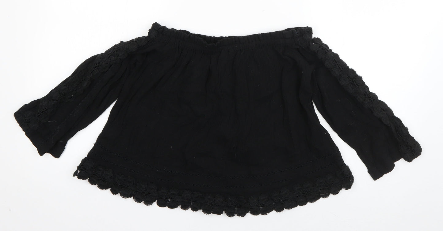 Womens UK Size 8 Topshop Black Basic Blouse