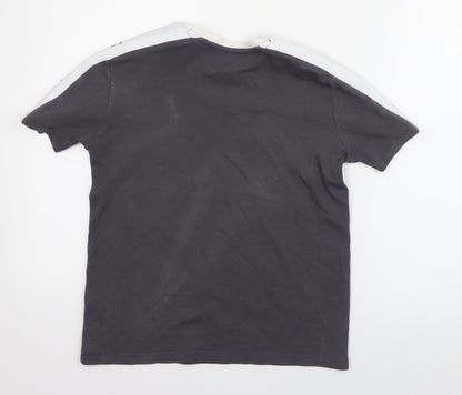River Island Boys Grey Striped Cotton Basic T-Shirt Size 9-10 Years Roll Neck Pullover