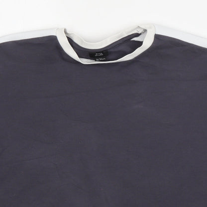 River Island Boys Grey Striped Cotton Basic T-Shirt Size 9-10 Years Roll Neck Pullover