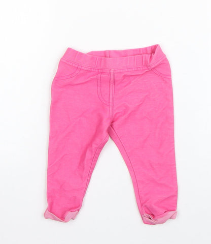 F&F Girls Pink  Cotton Jogger Leggings Size 3-6 Months