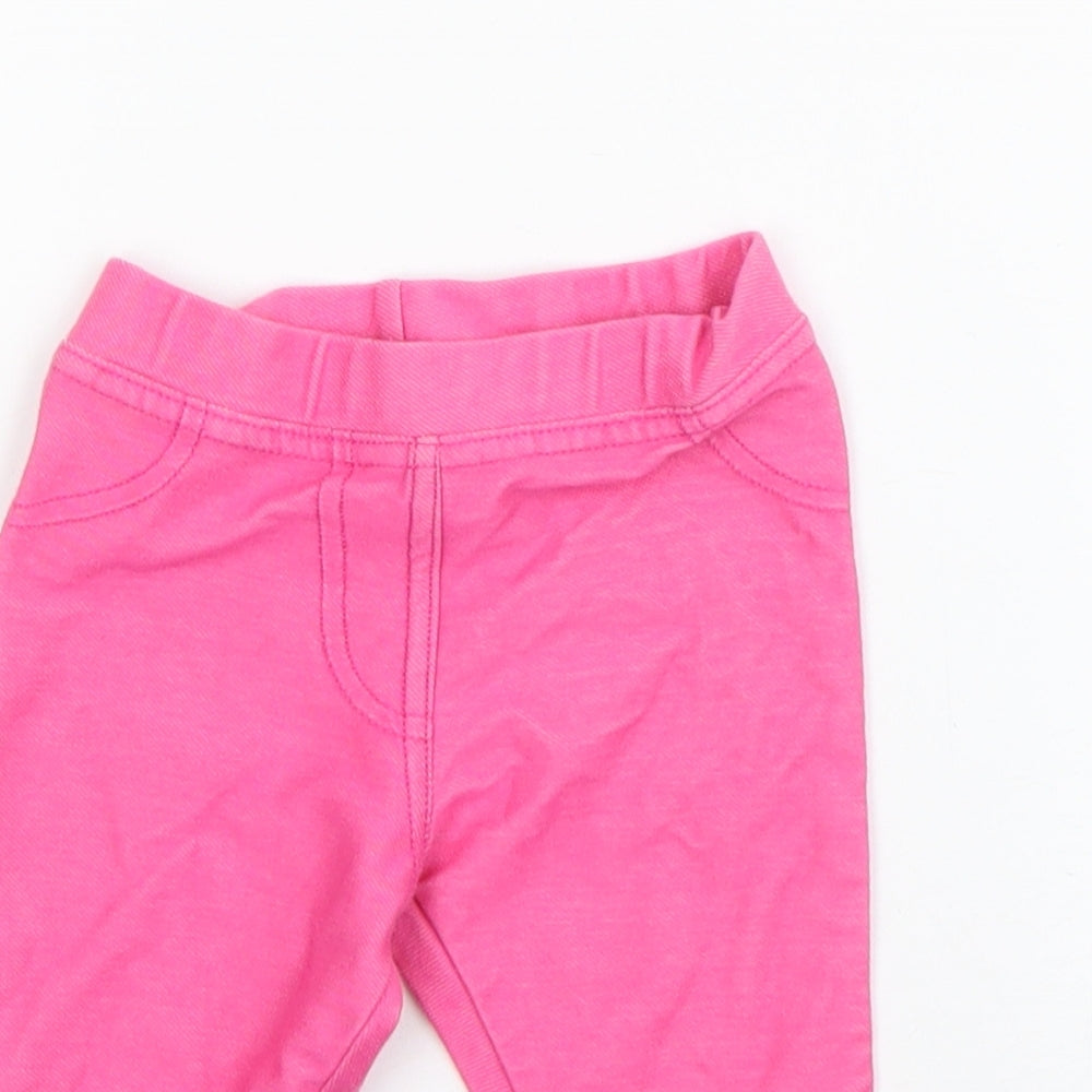 F&F Girls Pink  Cotton Jogger Leggings Size 3-6 Months