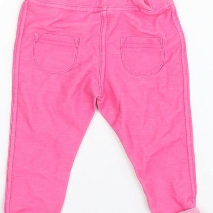 F&F Girls Pink  Cotton Jogger Leggings Size 3-6 Months